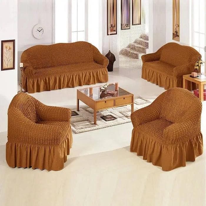 brown, stretchable armchair covers
